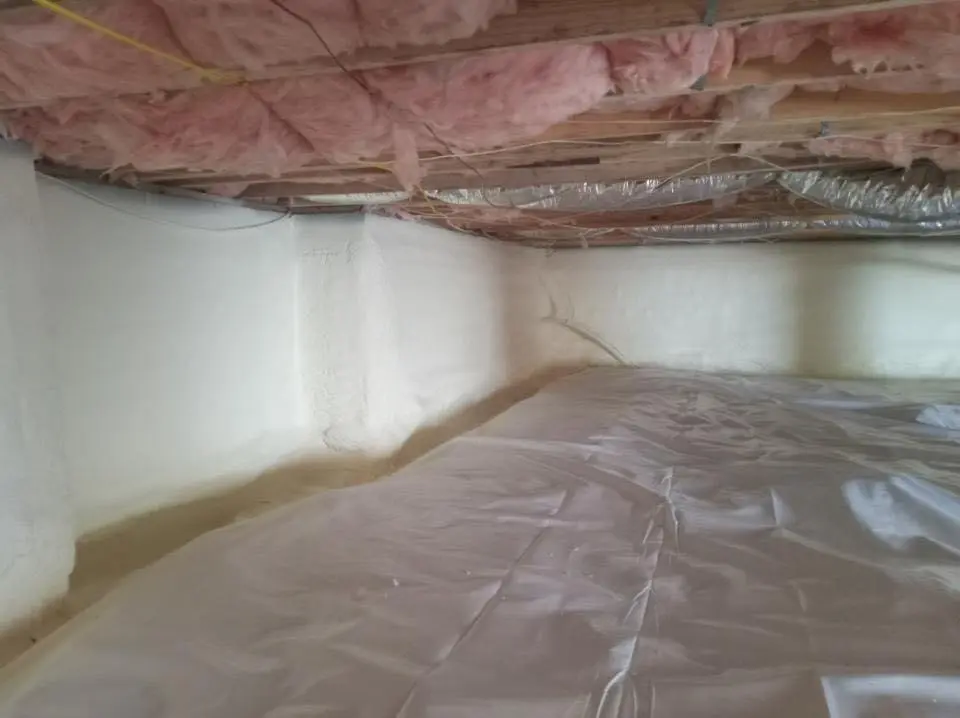 Crawl space encapsulation with closed-cell spray foam for Attic Insulation in East Brunswick